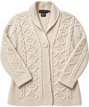 Inis Crafts Ireland 100% Merino Wool Cable Knit Cardigan Sweater Medium Cream